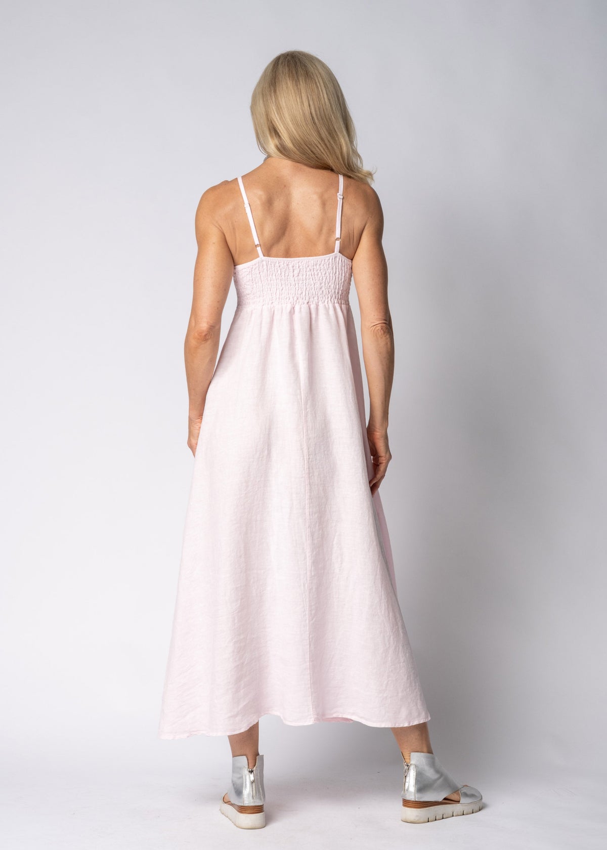 Adelina Linen Dress in Modena Pink