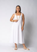 Selana Linen Dress in White