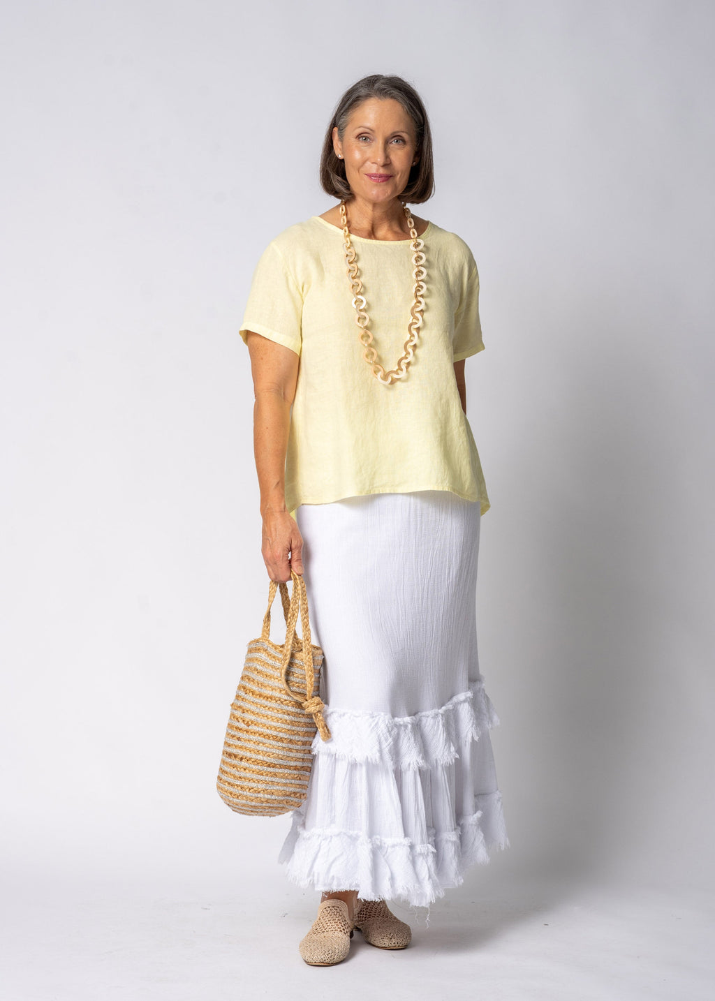 Arista Linen Top in Lucca Lemon