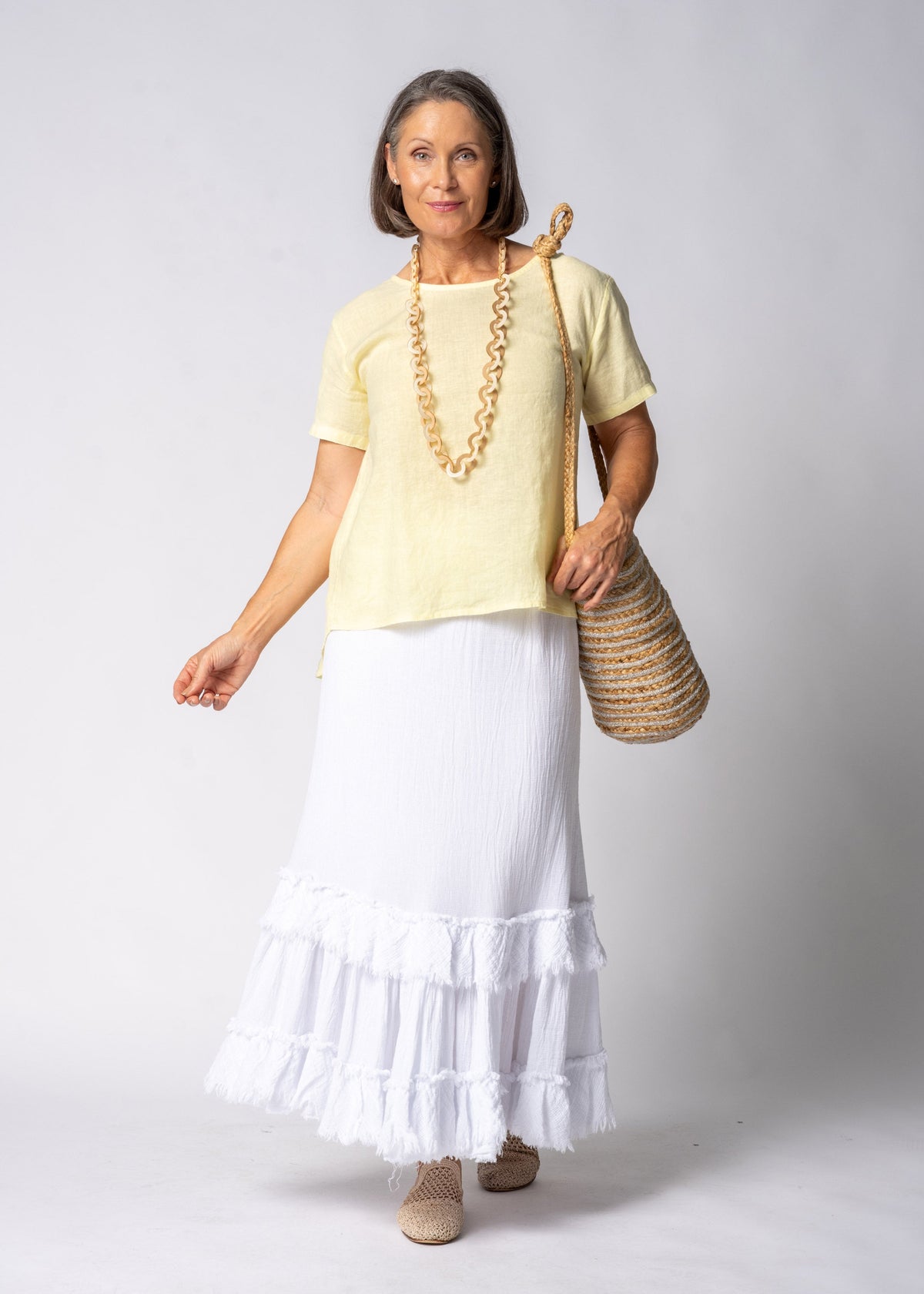Arista Linen Top in Lucca Lemon