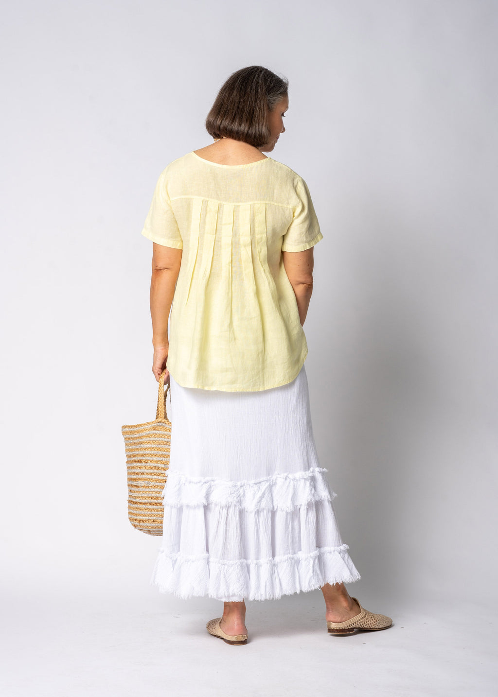 Arista Linen Top in Lucca Lemon