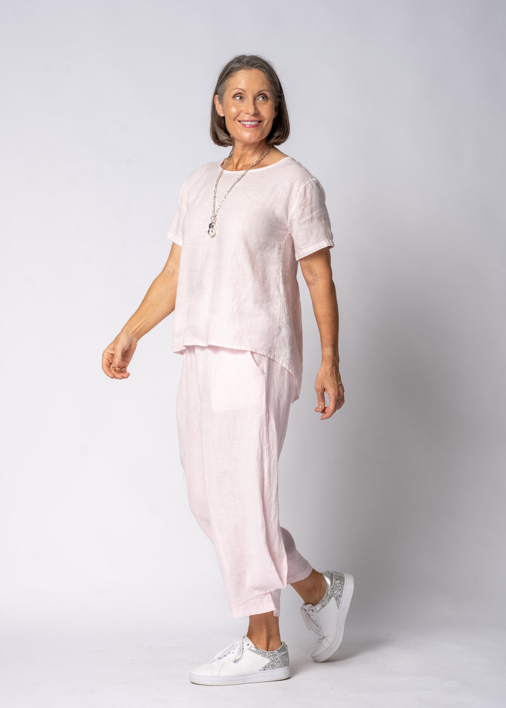 Arista Linen Top in Modena Pink