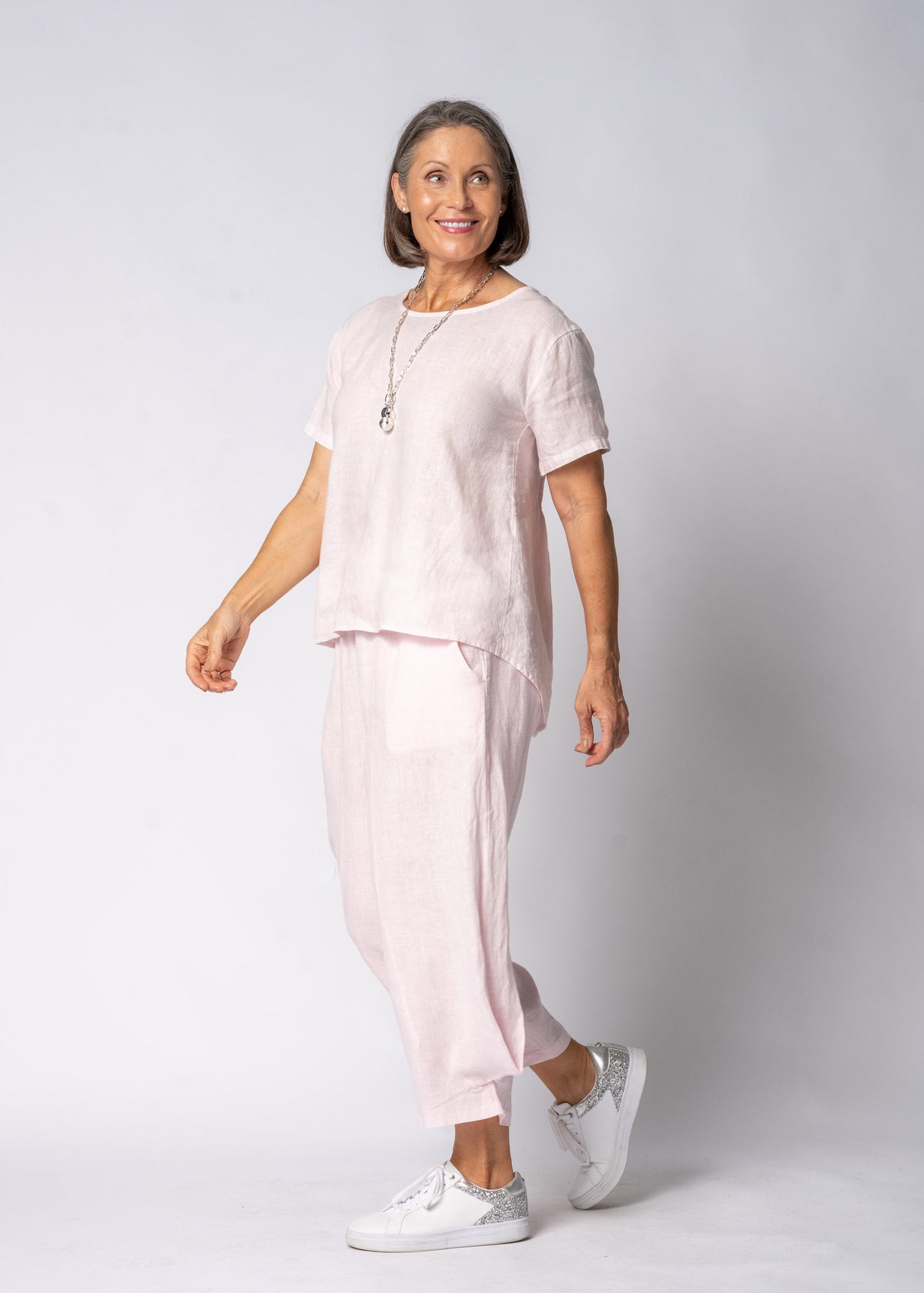 Arista Linen Top in Modena Pink