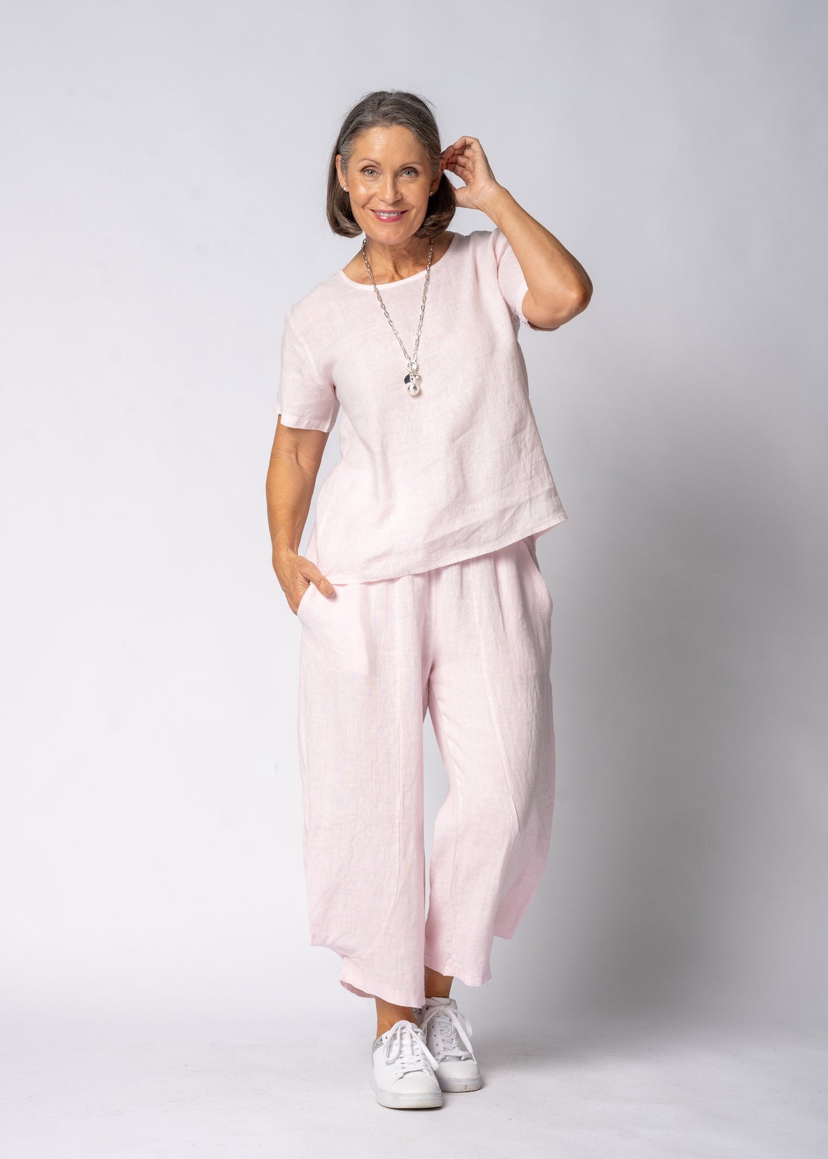 Addison Linen Pant in Modena Pink
