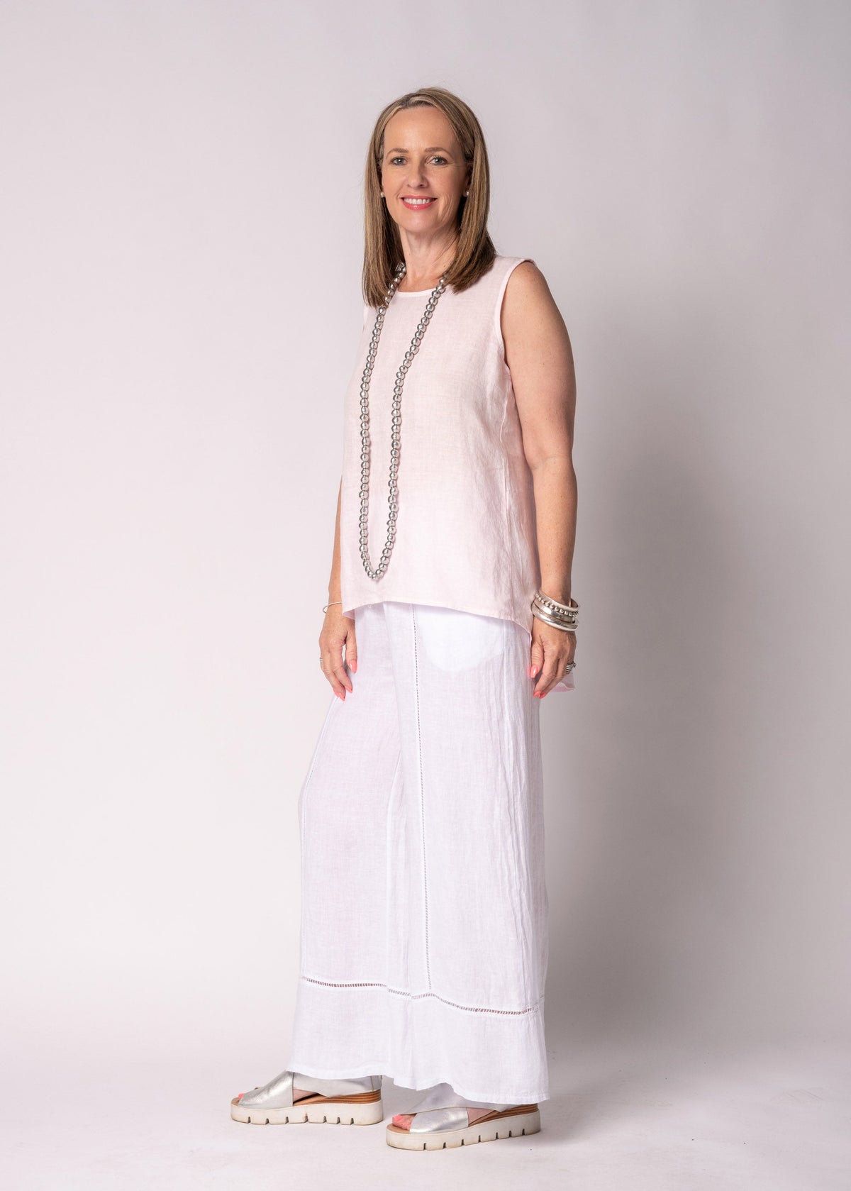 Saphina Linen Pants in White
