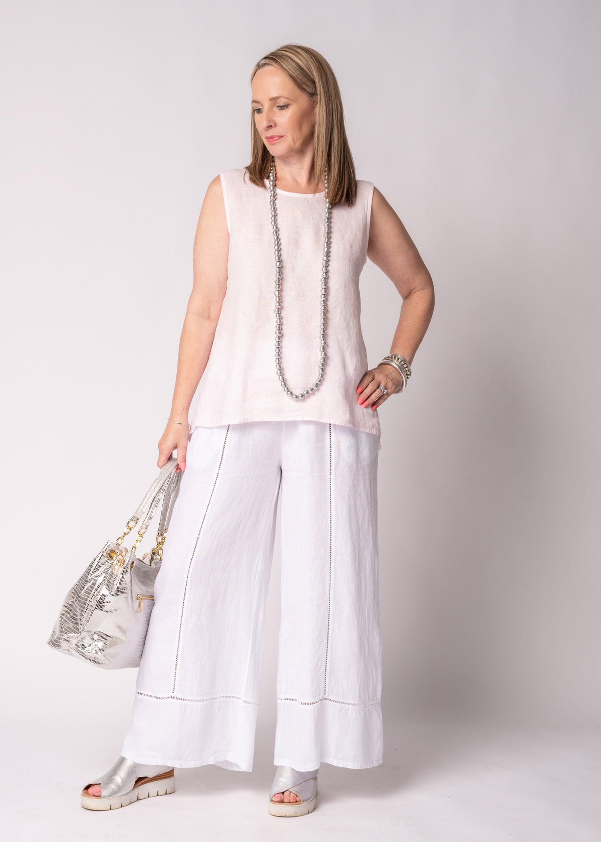 Orietta Linen Top in Modena Pink
