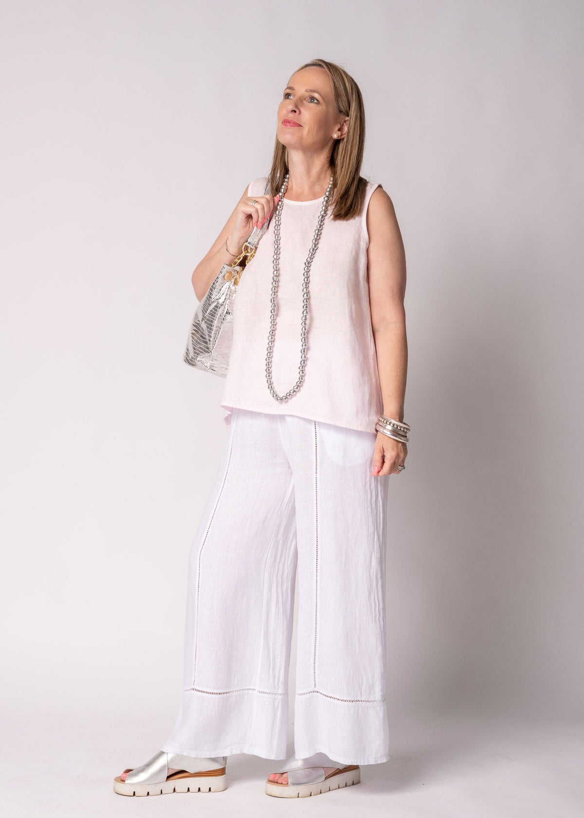 Orietta Linen Top in Modena Pink