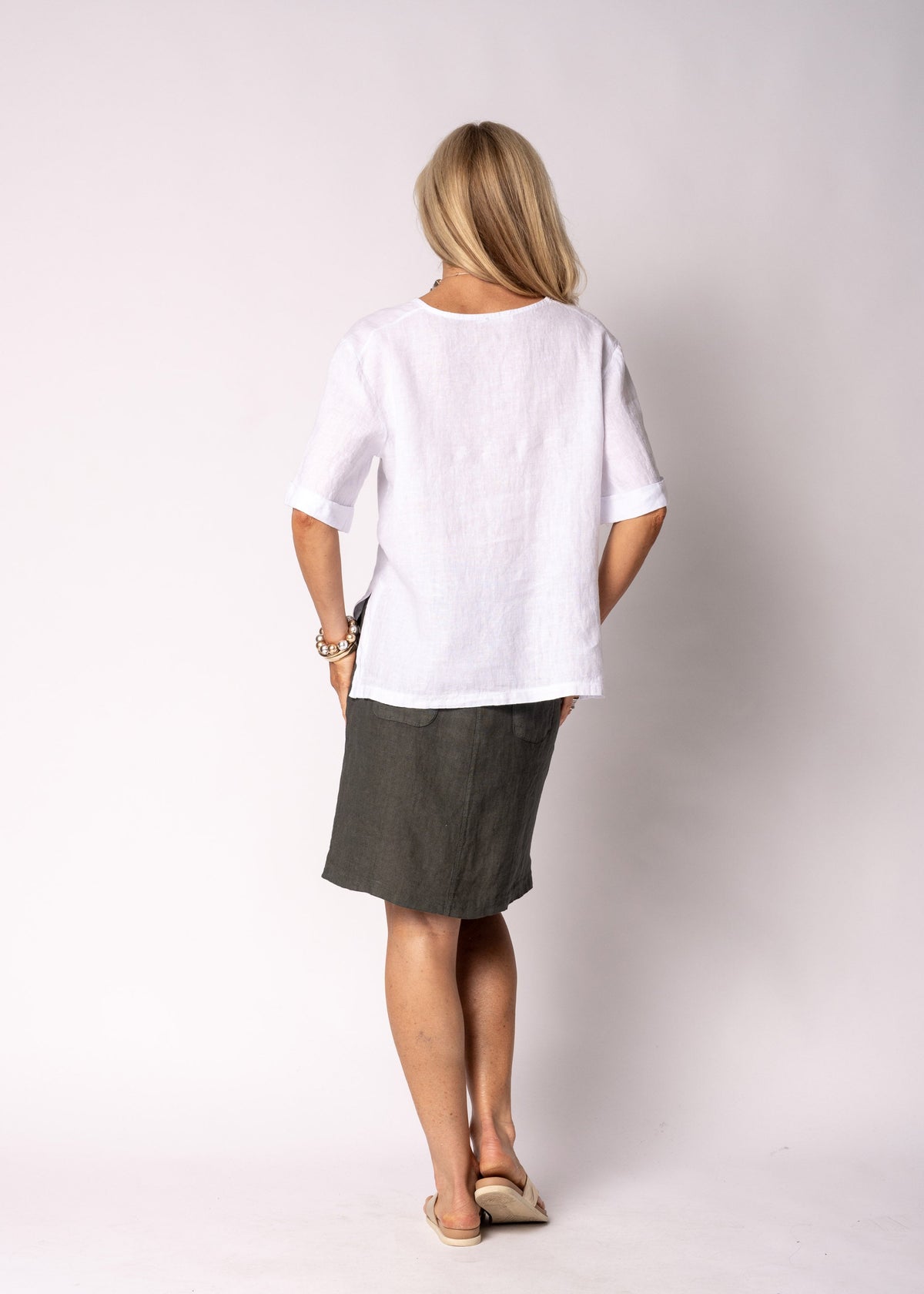 Vionette Linen Top in White