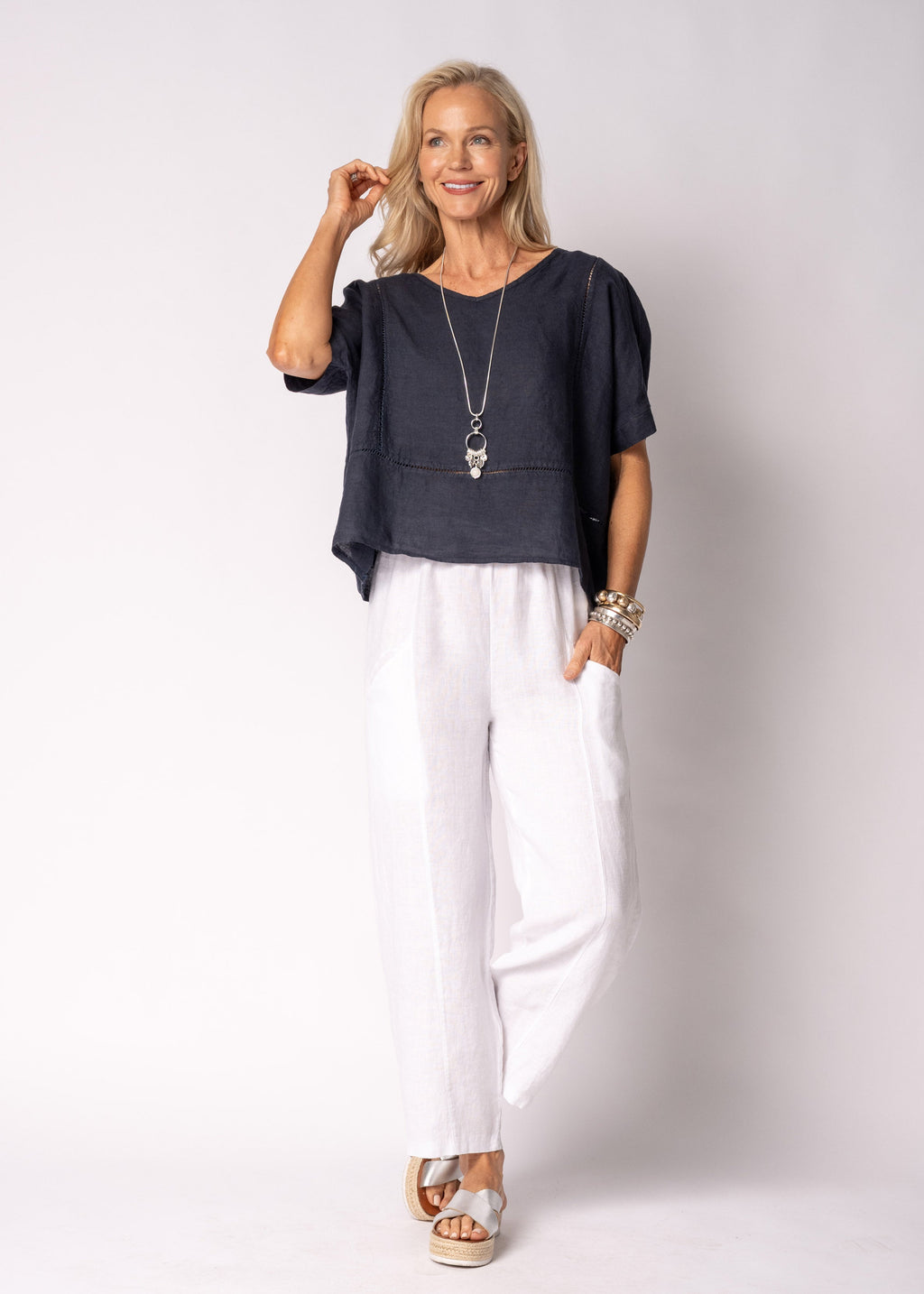 Tari Linen Pants in White