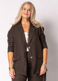 Liza Linen Jacket in Chocolate Truffle