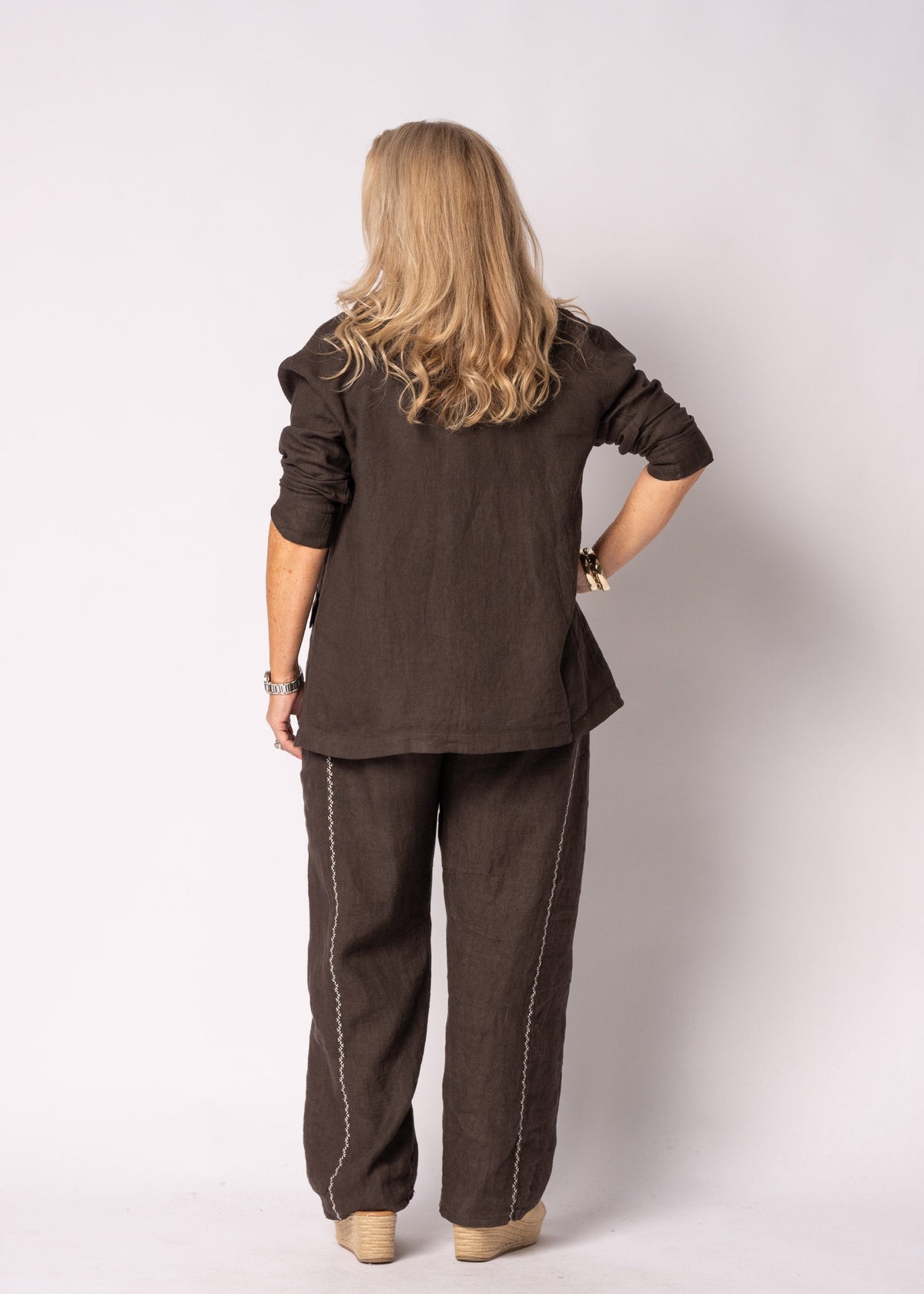 Liza Linen Jacket in Chocolate Truffle