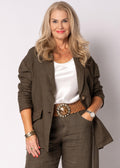 Liza Linen Jacket in Moss Green