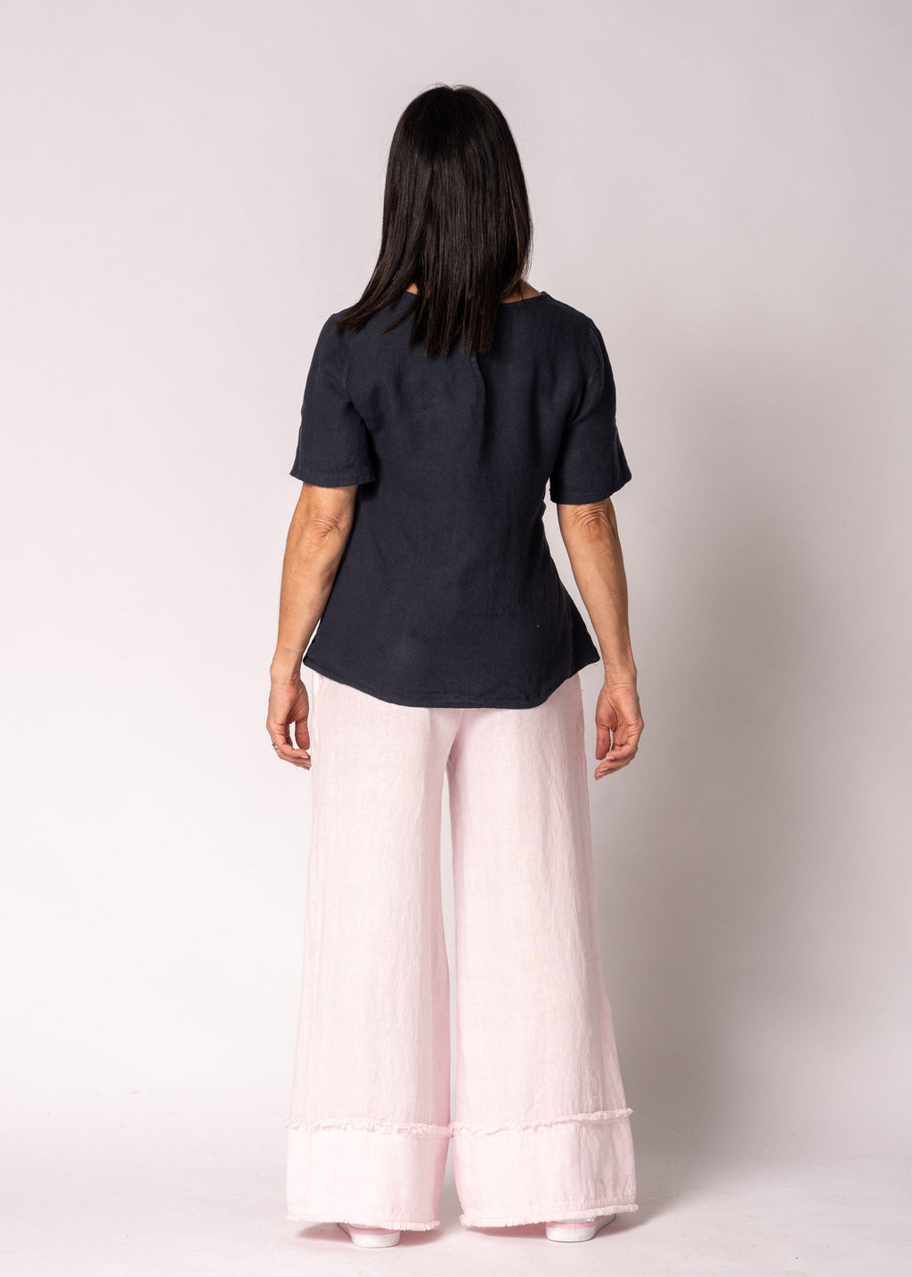 Solana Linen Top in Navy