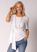 Solana Linen Top in White