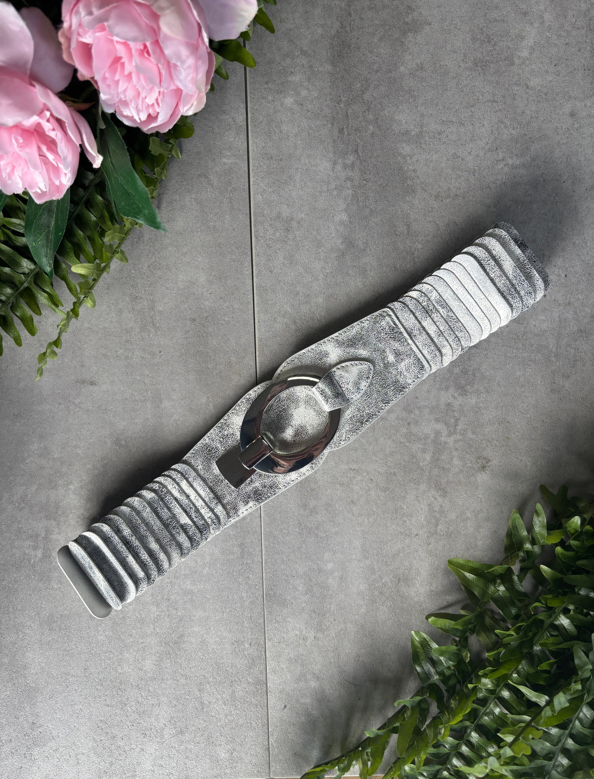 Riccardo Belt in White and Silver