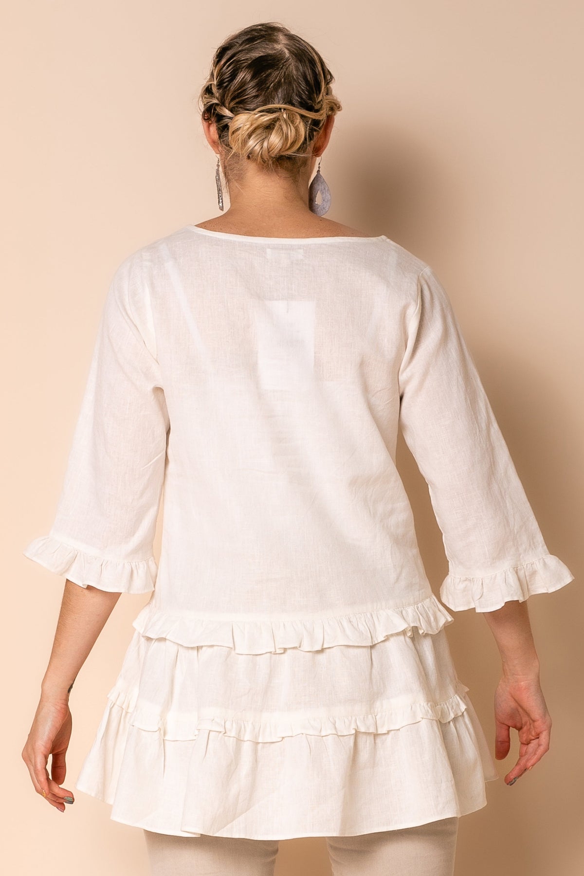 Mavis Linen Blend Top in Cream