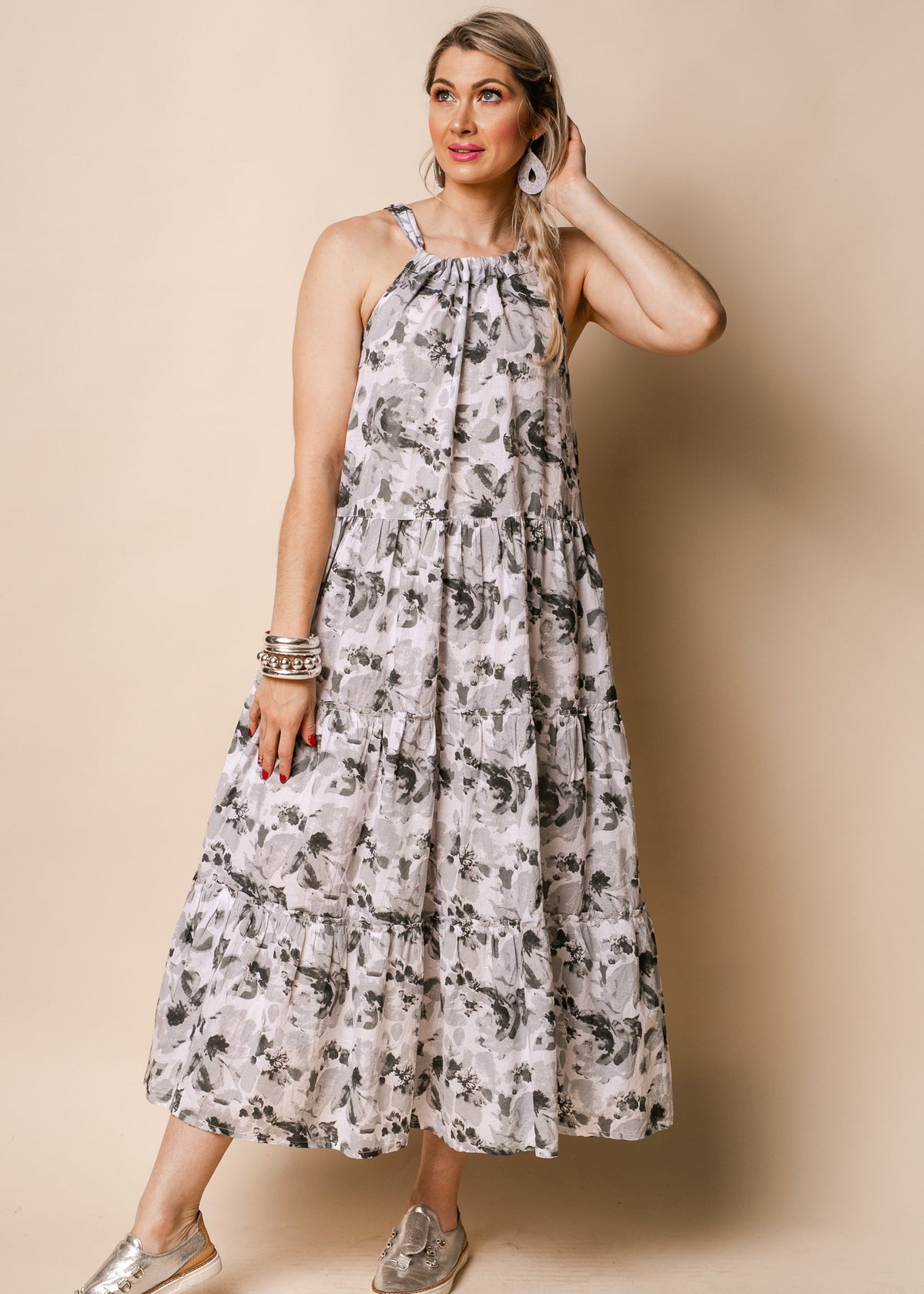 Murphy Cotton Dress in Granite
