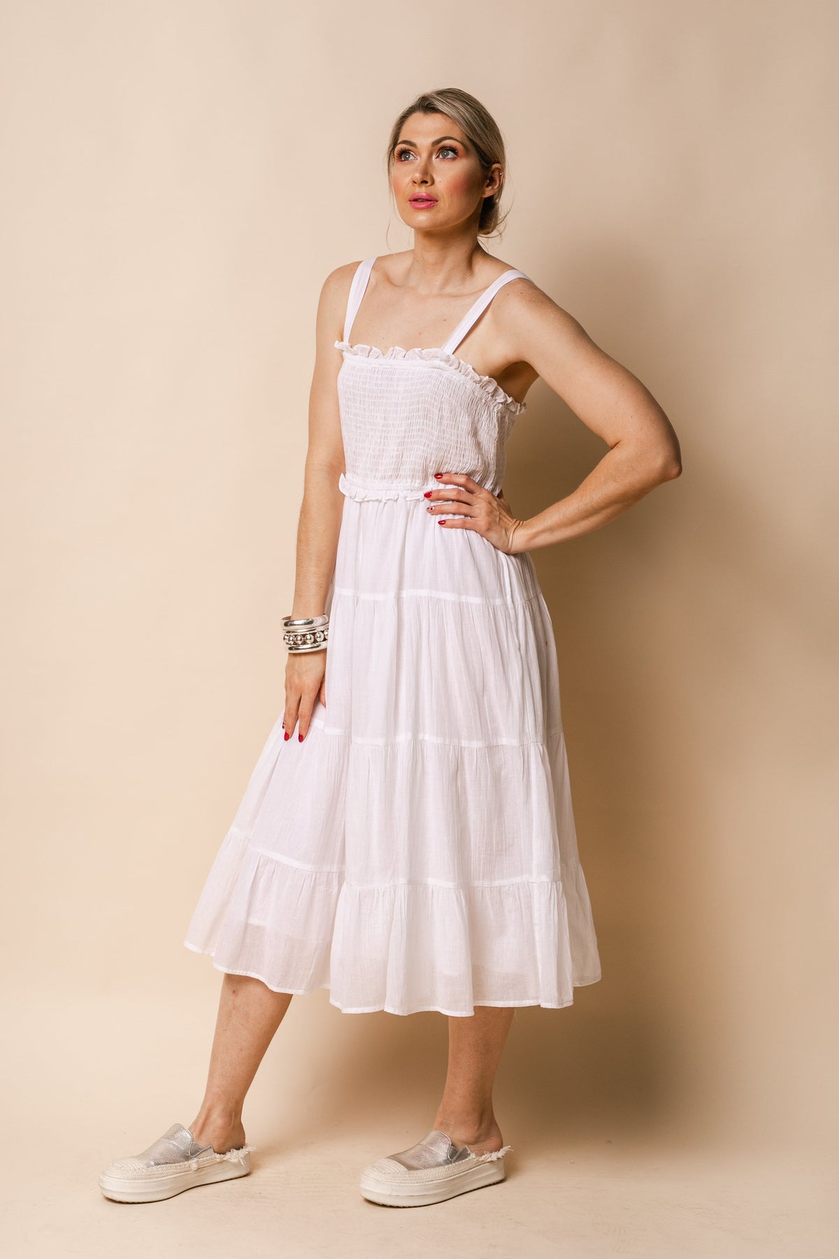 Pia Cotton Dress in White