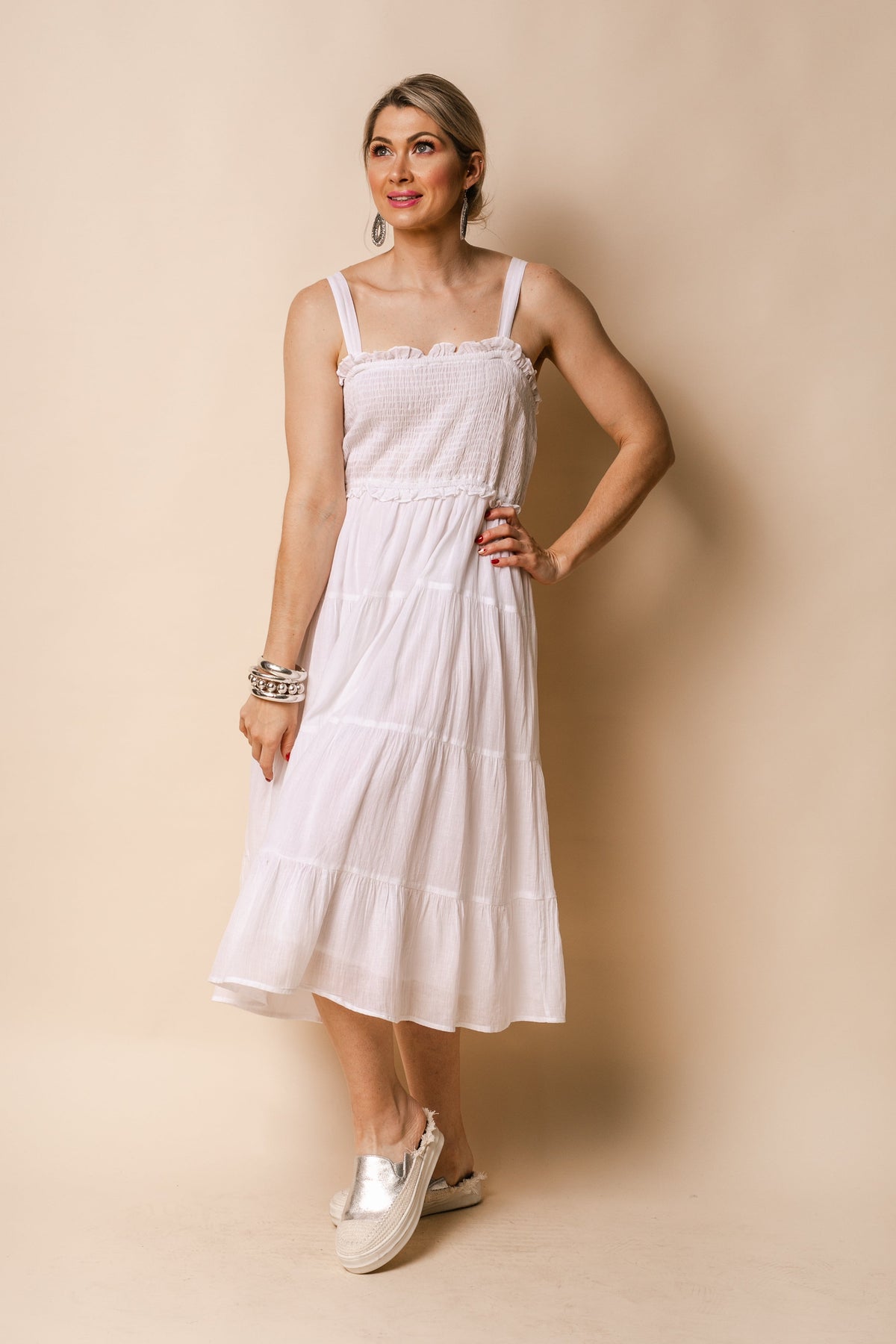 Pia Cotton Dress in White