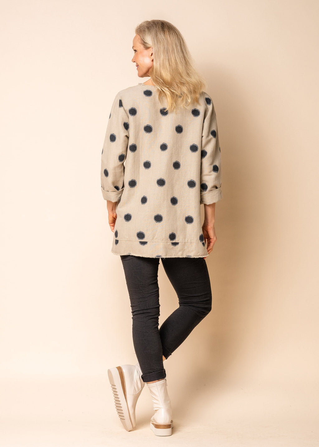 Charity Linen Blend Top in Latte
