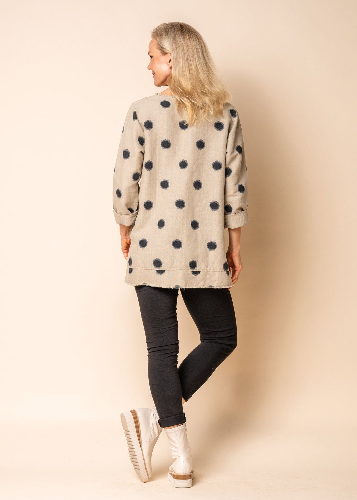 Charity Linen Blend Top in Latte