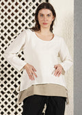 Nadine Linen Blend Top in Cream