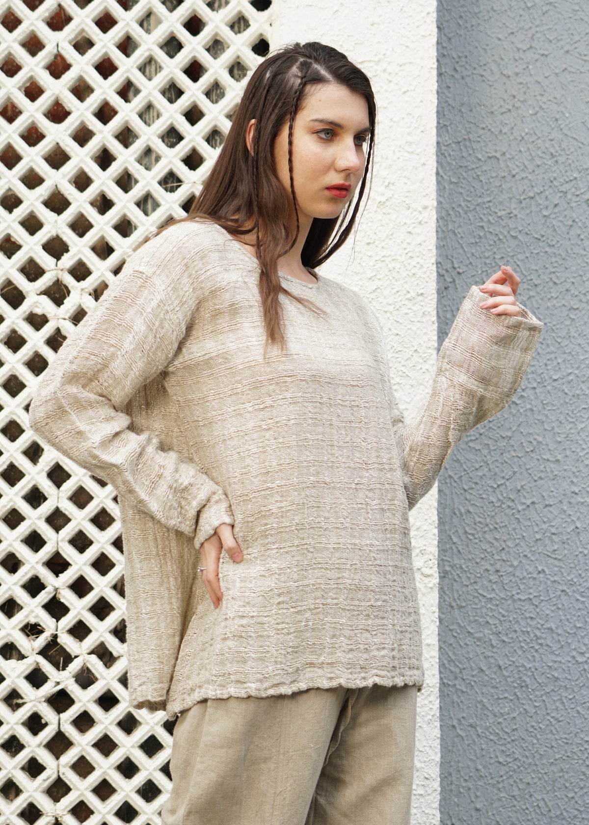 Jane Linen Top in Cream