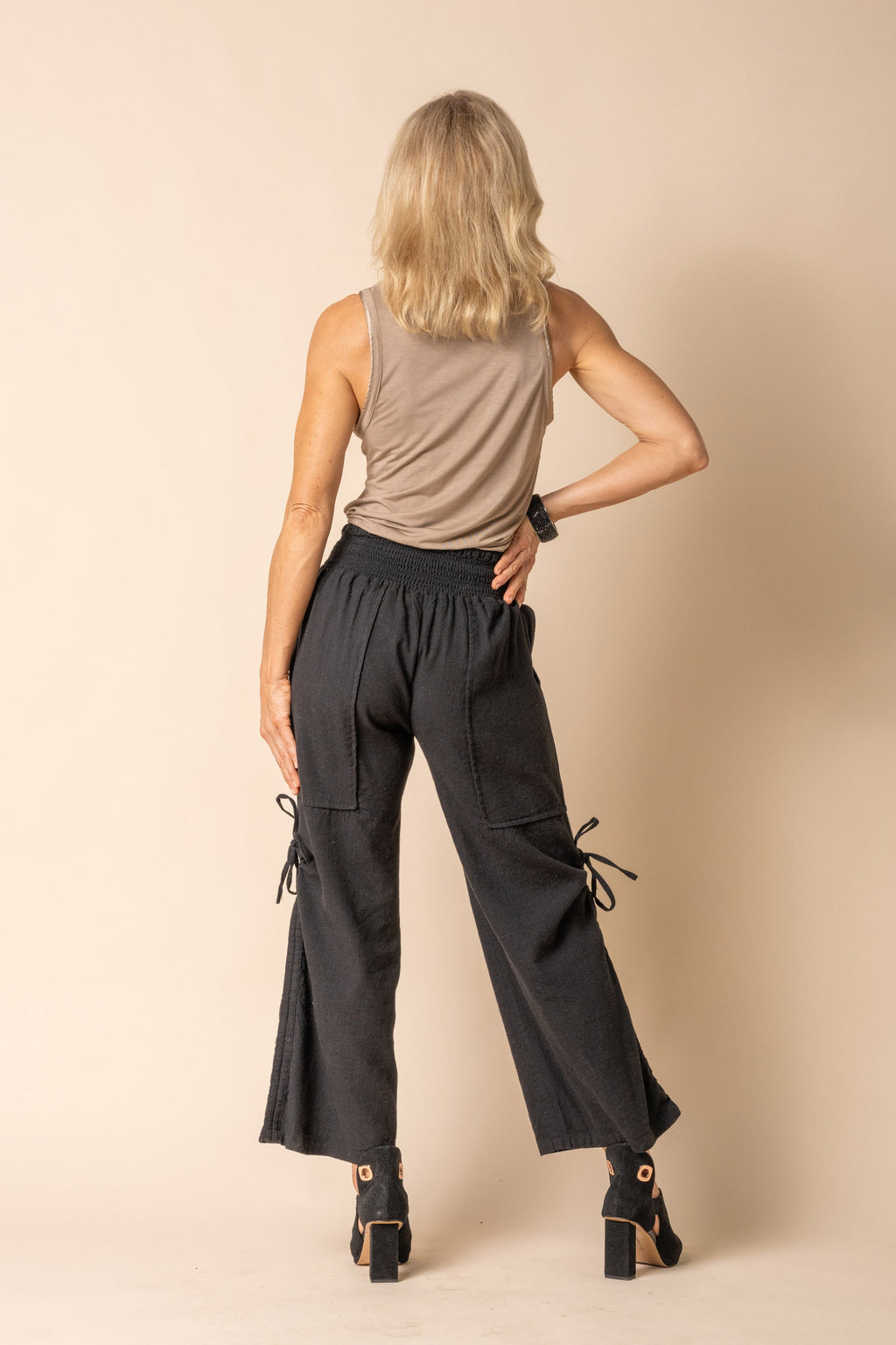 Hugo Linen Blend Pant in Onyx