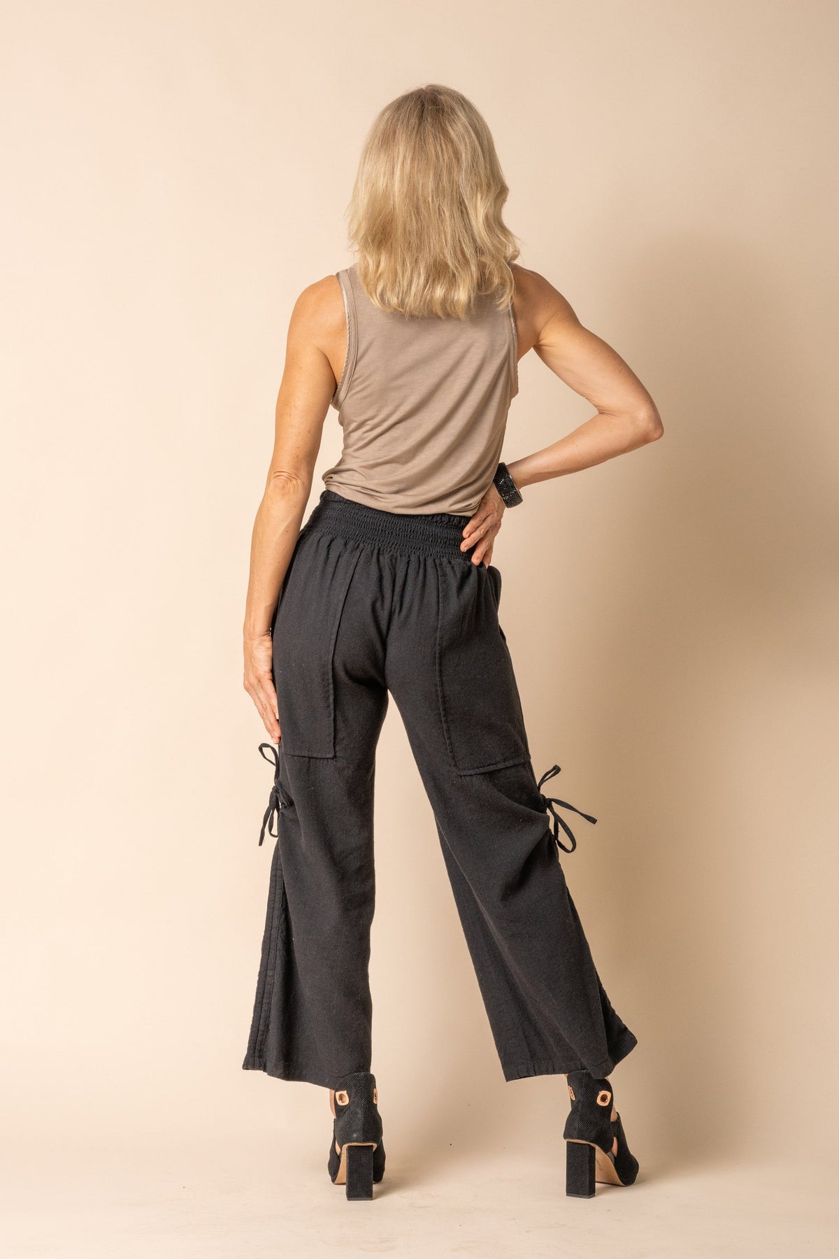 Hugo Linen Blend Pant in Onyx