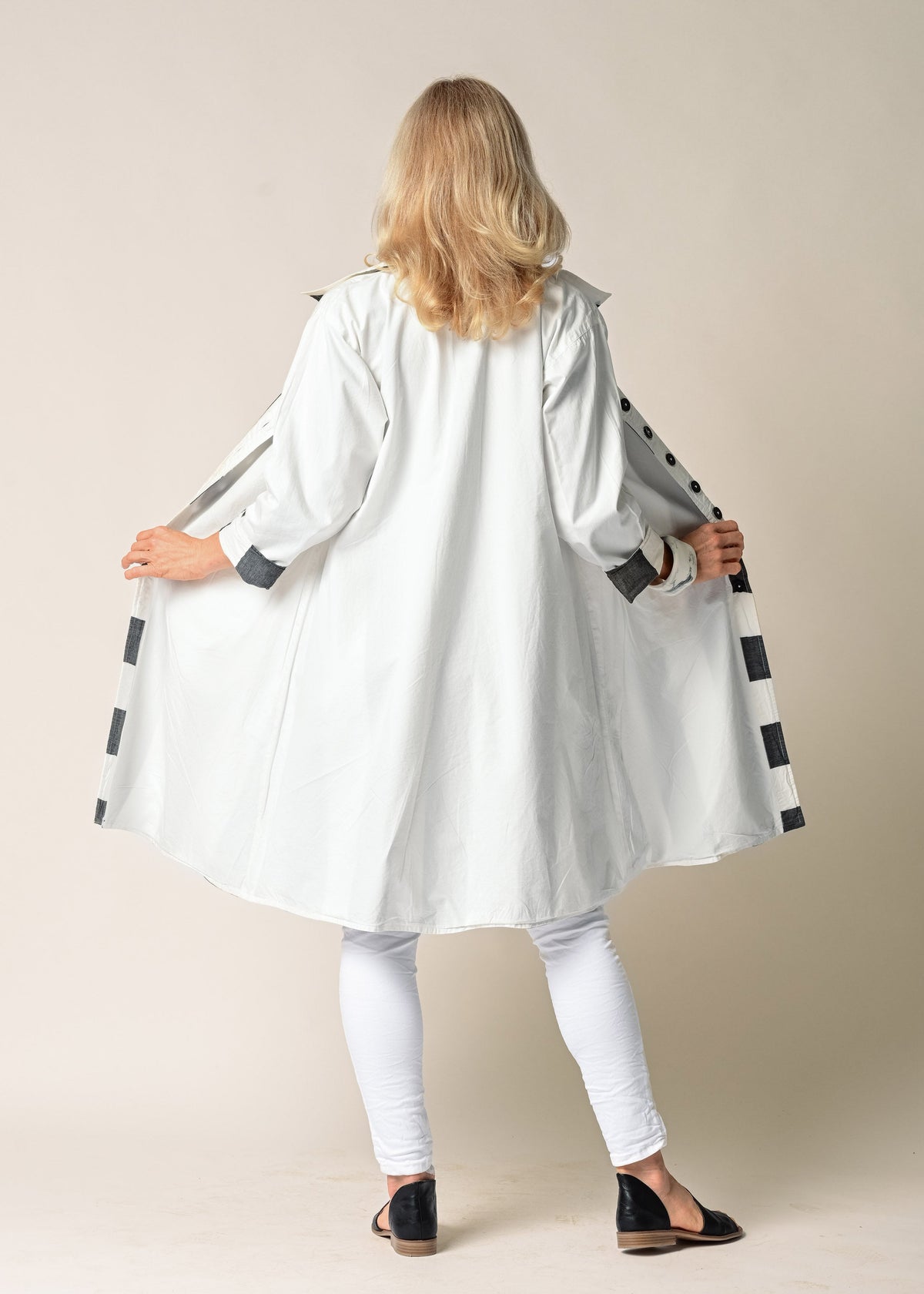 Anthea Cotton Jacket in Granite Stripe