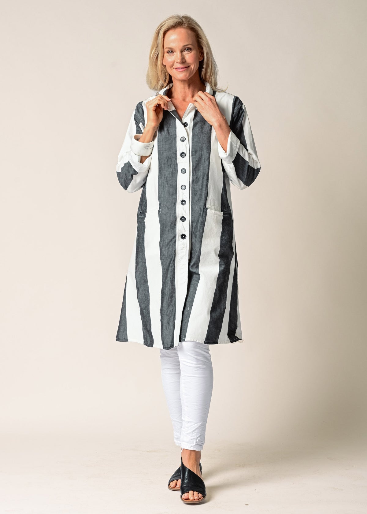 Anthea Cotton Jacket in Granite Stripe