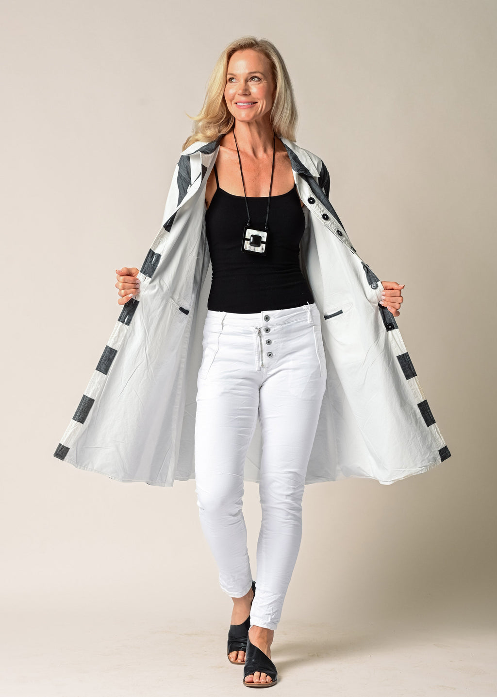 Anthea Cotton Jacket in Granite Stripe