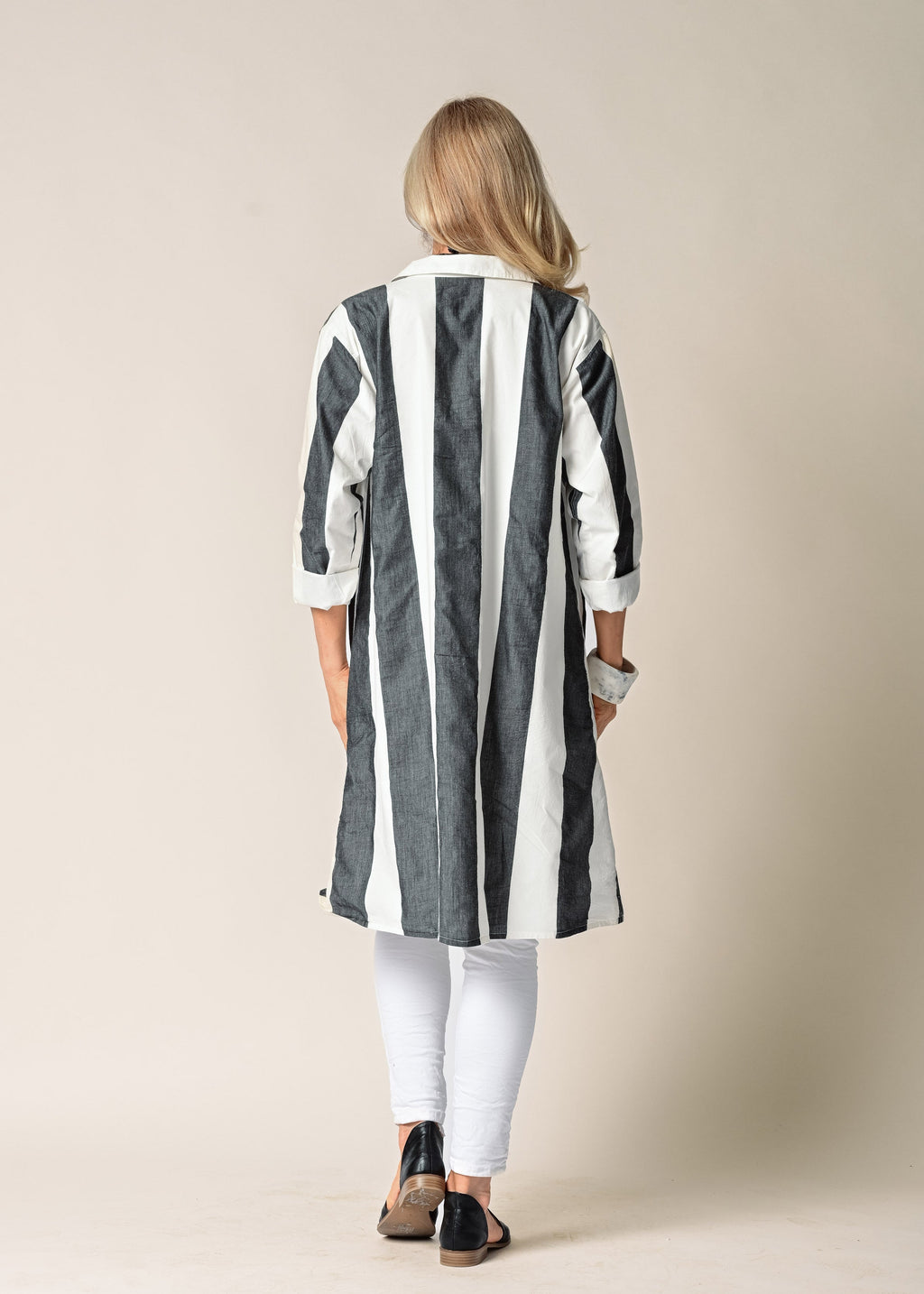 Anthea Cotton Jacket in Granite Stripe