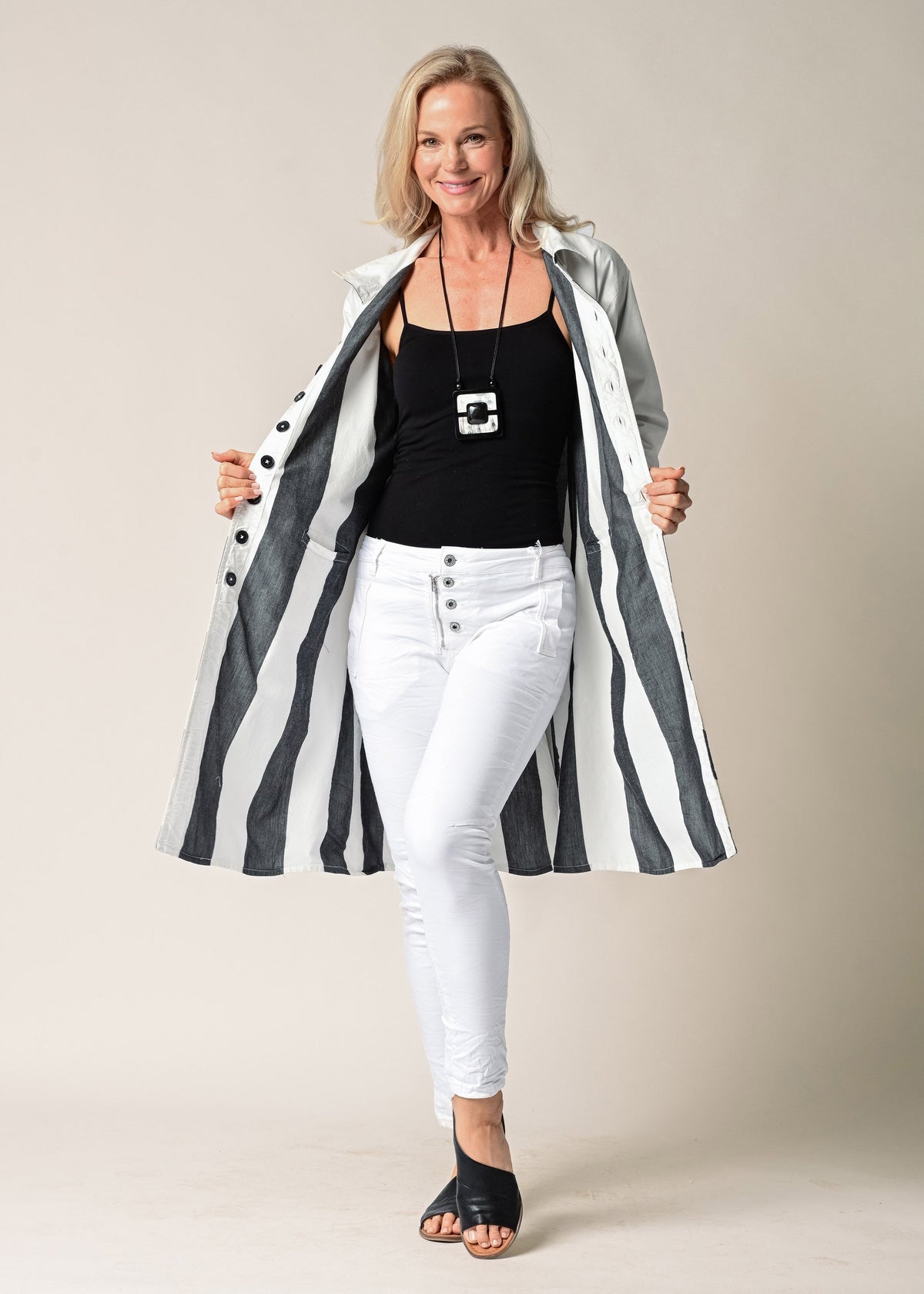 Anthea Cotton Jacket in Granite Stripe