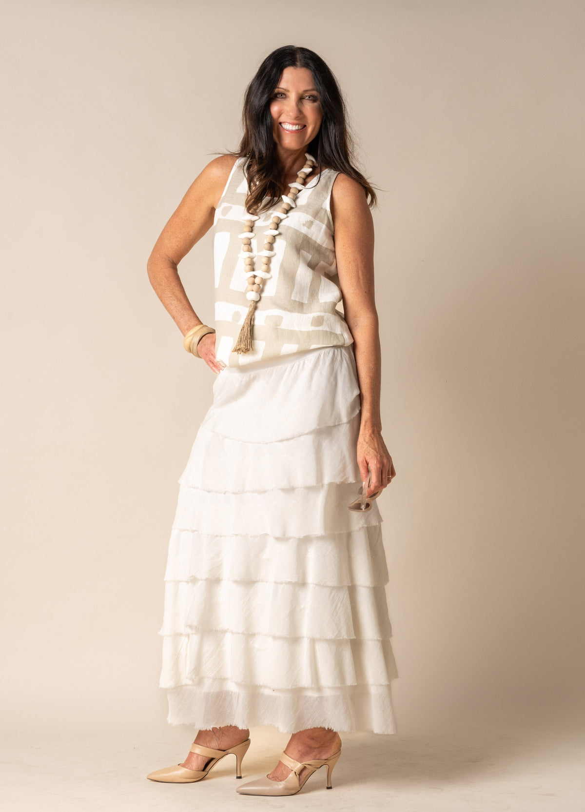 Calista Cotton Skirt in Cream