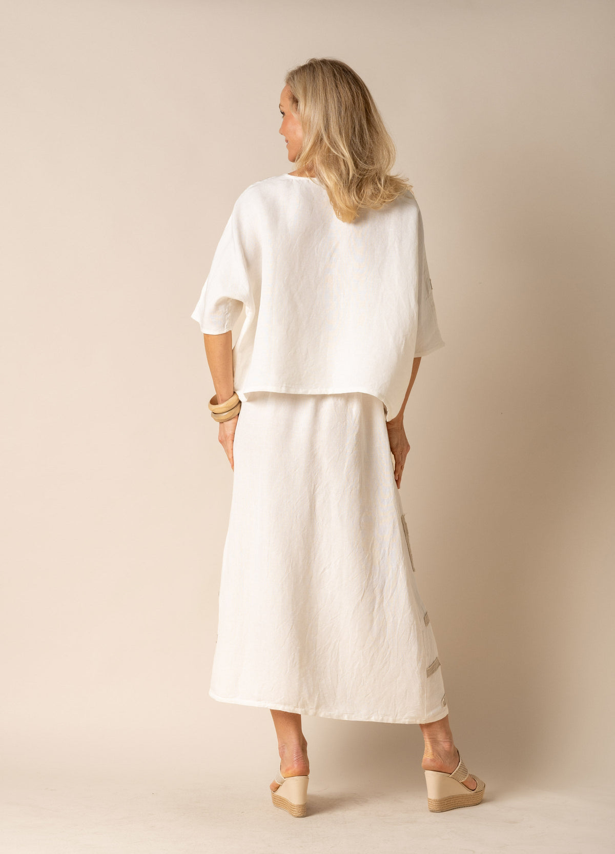 Tamia Linen Skirt in Cream