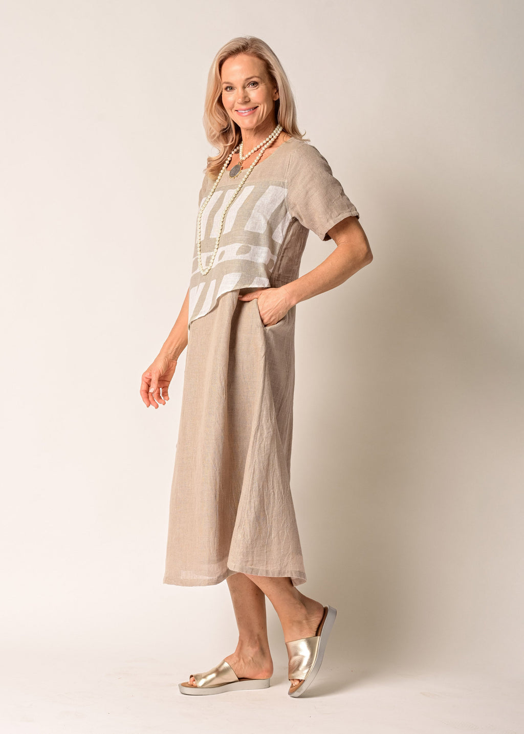 Solara Linen Dress in Latte