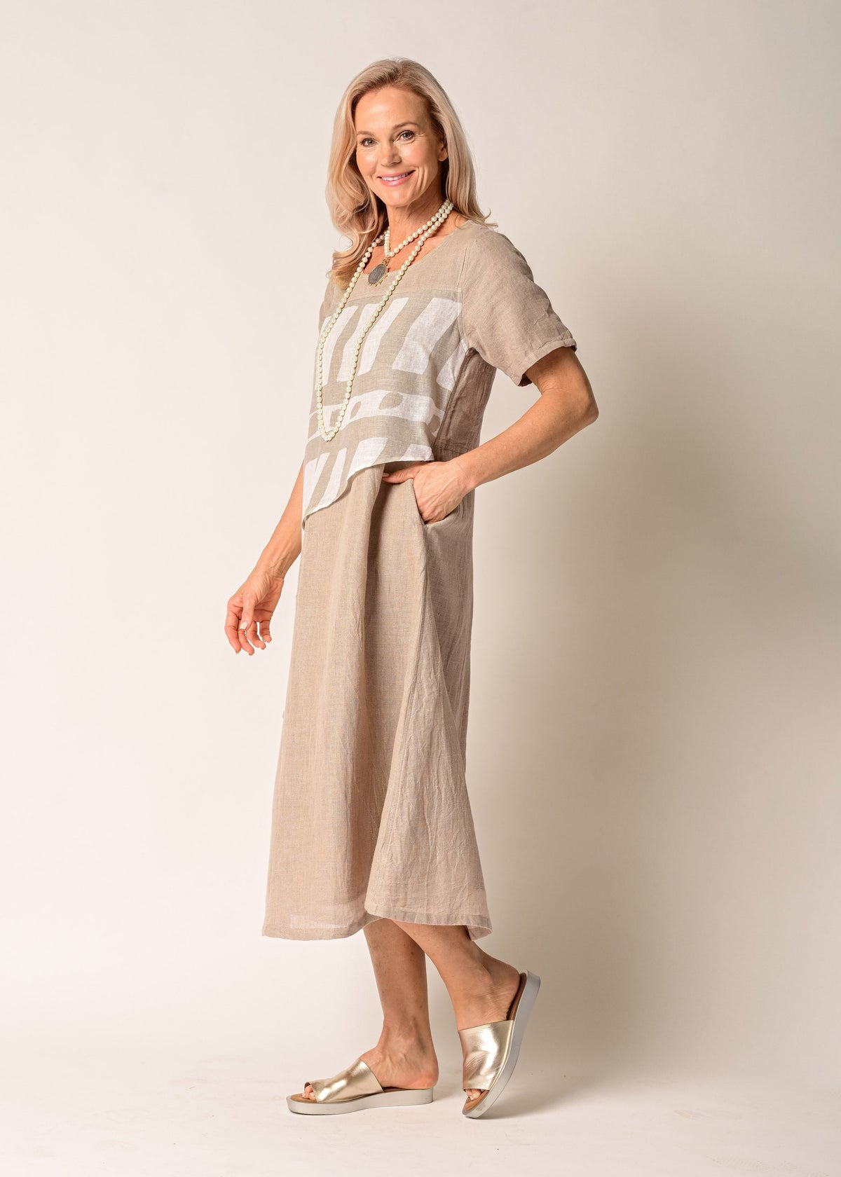 Solara Linen Dress in Latte