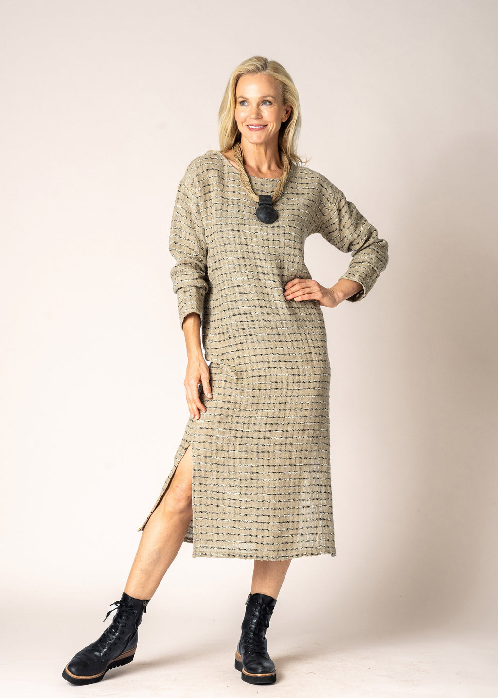 Azura Linen Dress in Latte