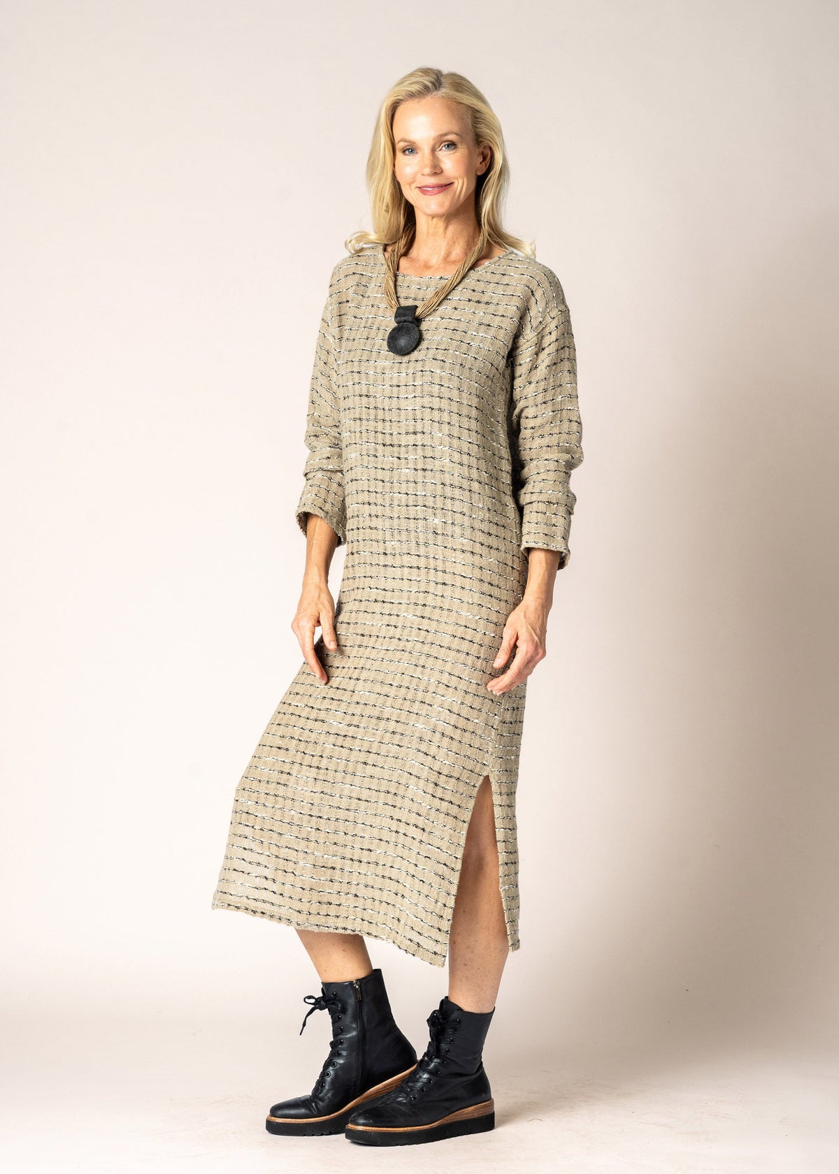 Azura Linen Dress in Latte