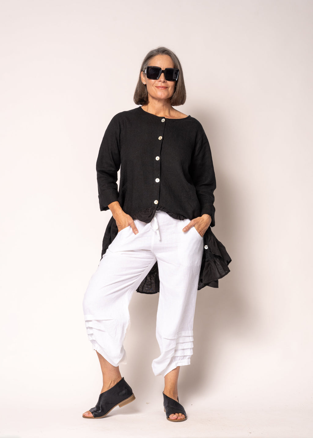 Seraphina Linen Top in Onyx
