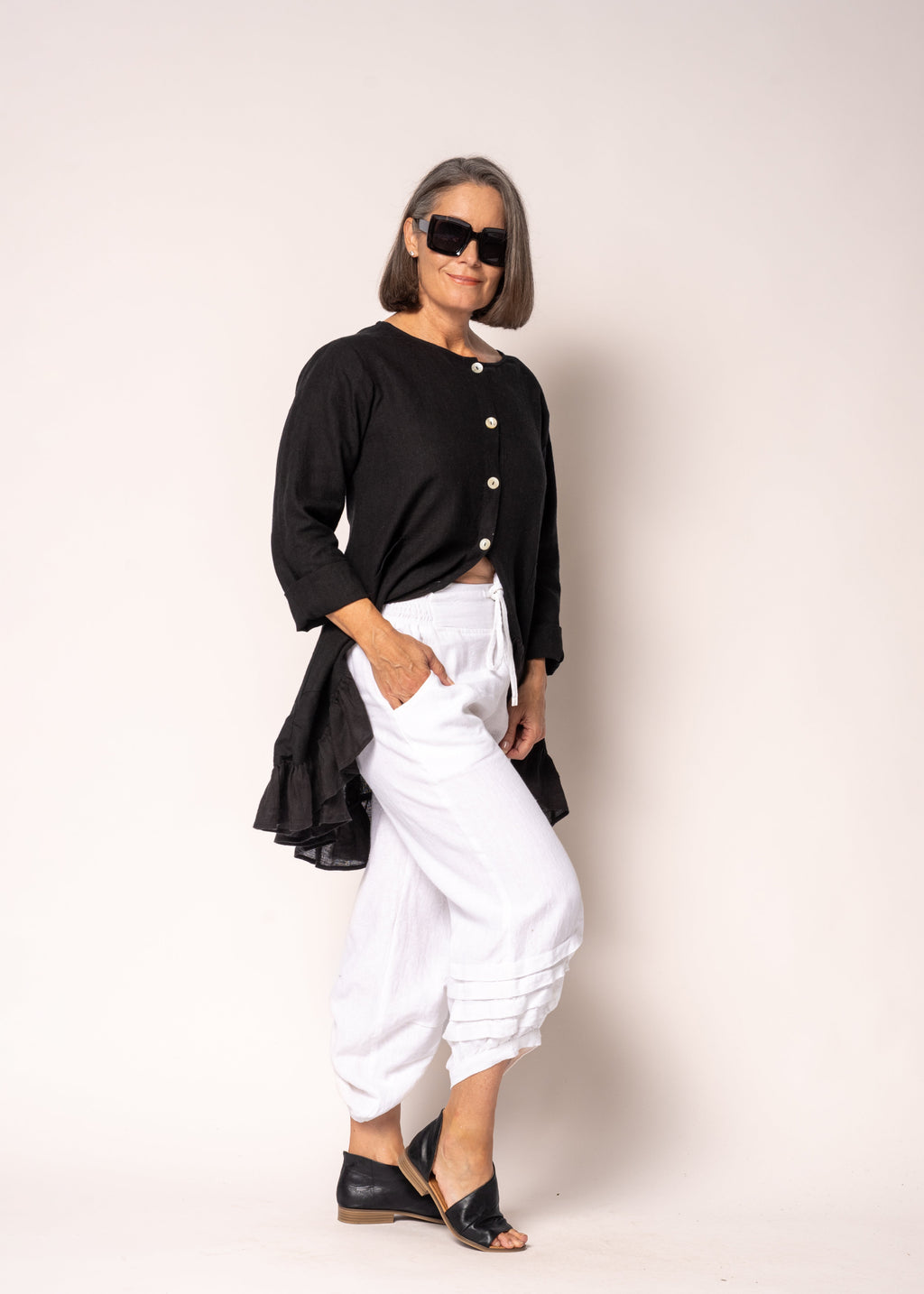 Cami Linen Pant in White