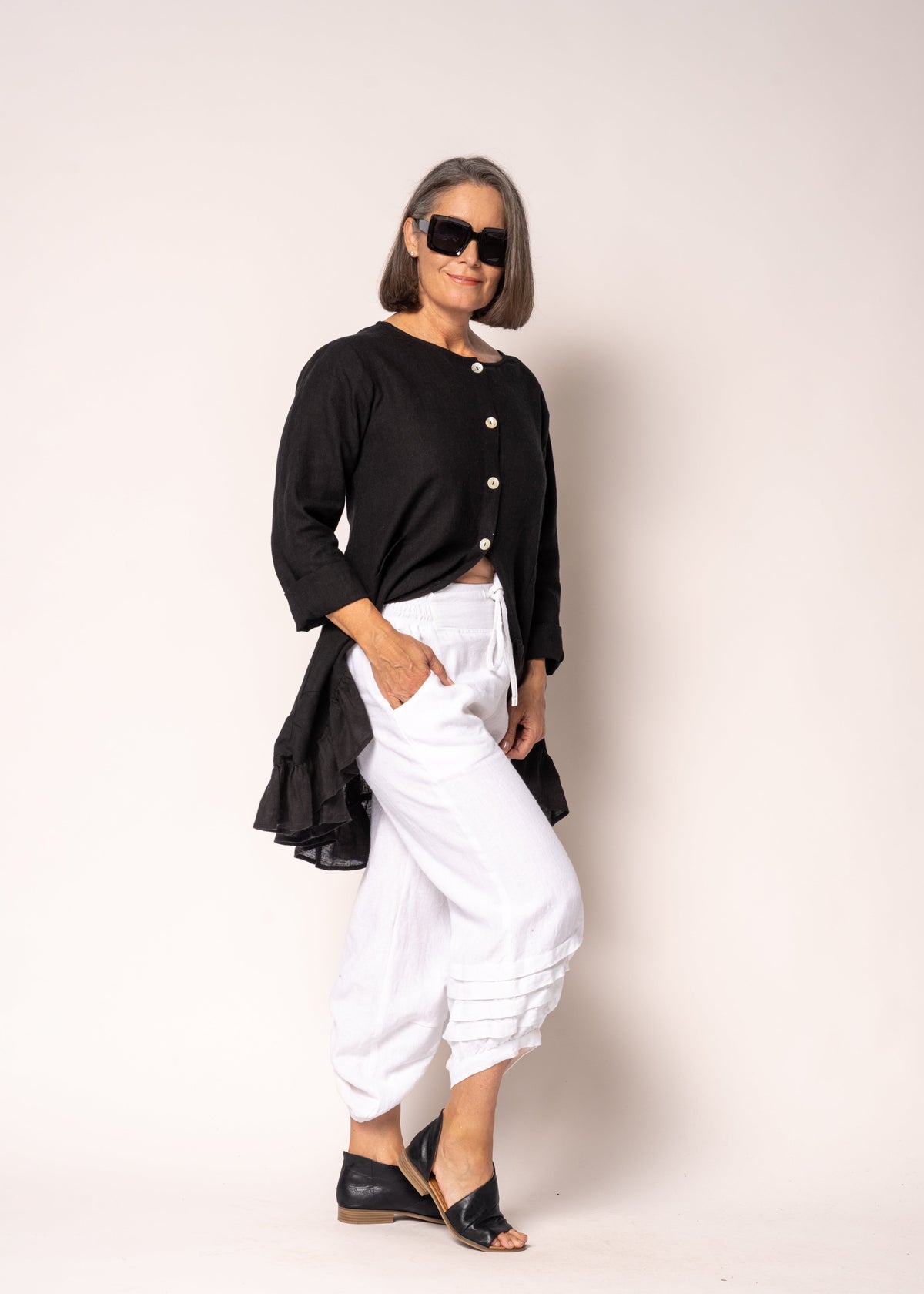Cami Linen Pant in White