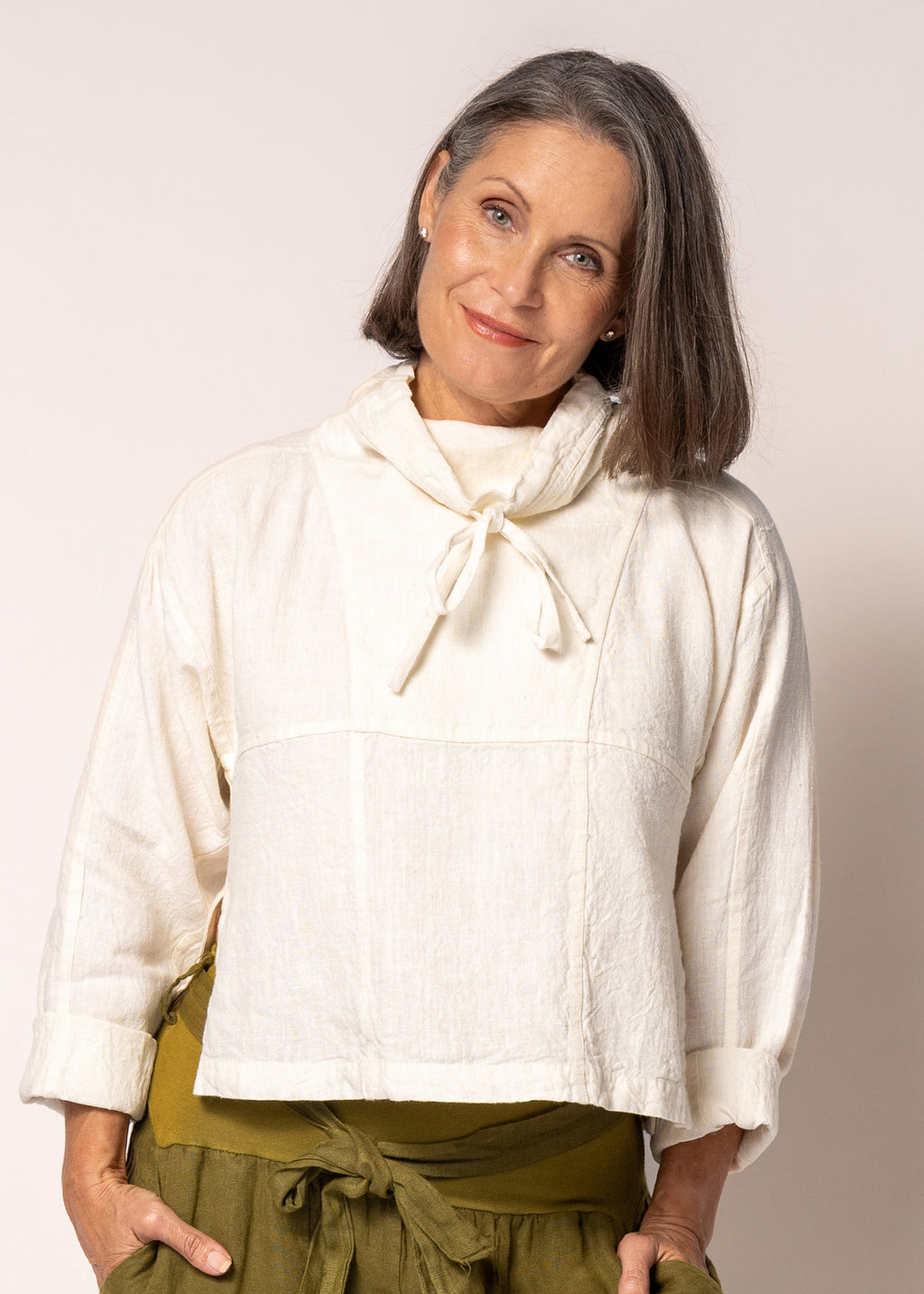 Penrose Linen Top in Cream