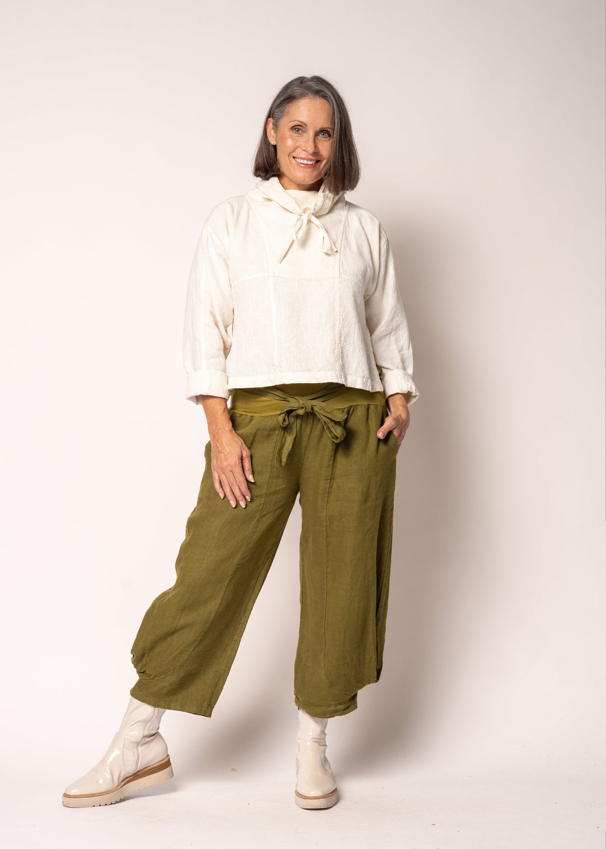 Penrose Linen Top in Cream