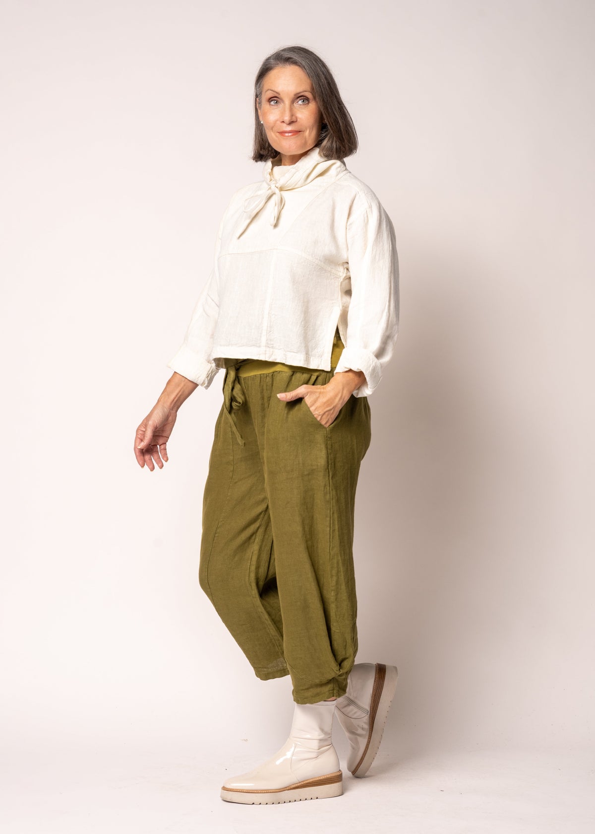 Penrose Linen Top in Cream