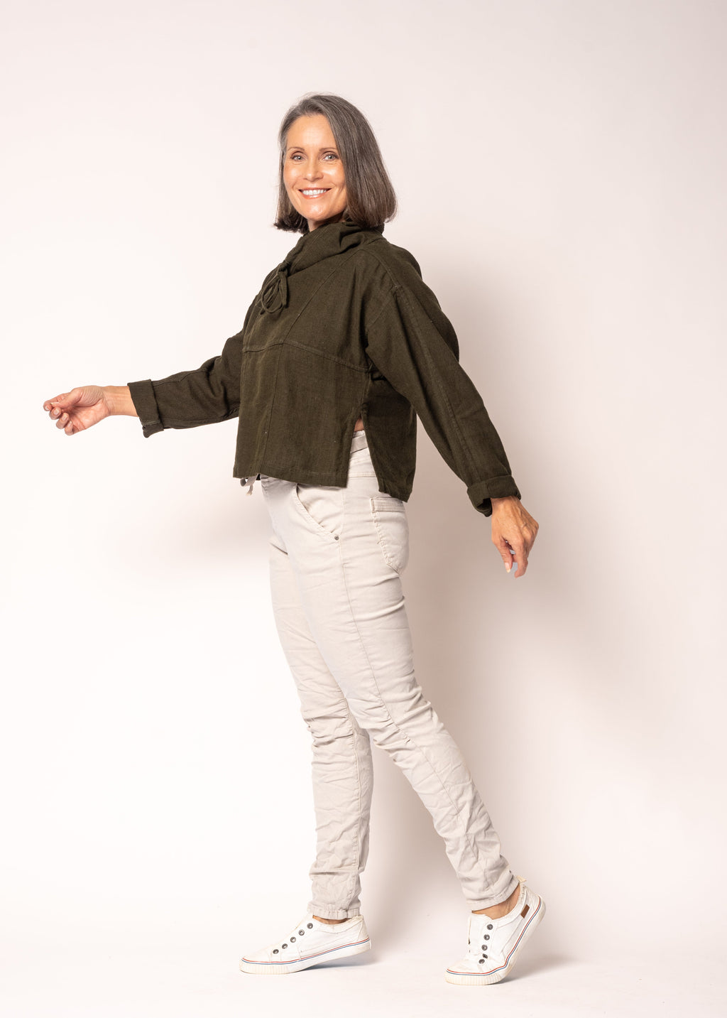 Penrose Linen Top in Khaki