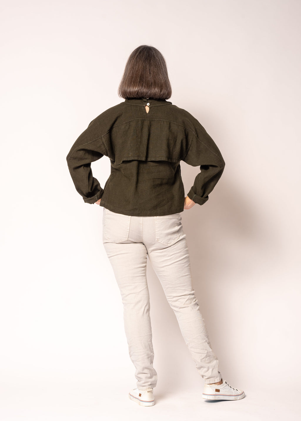 Penrose Linen Top in Khaki