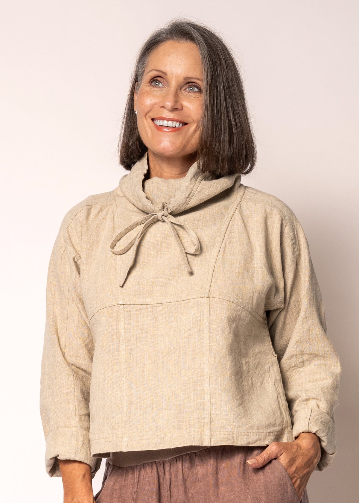 Penrose Linen Top in Latte