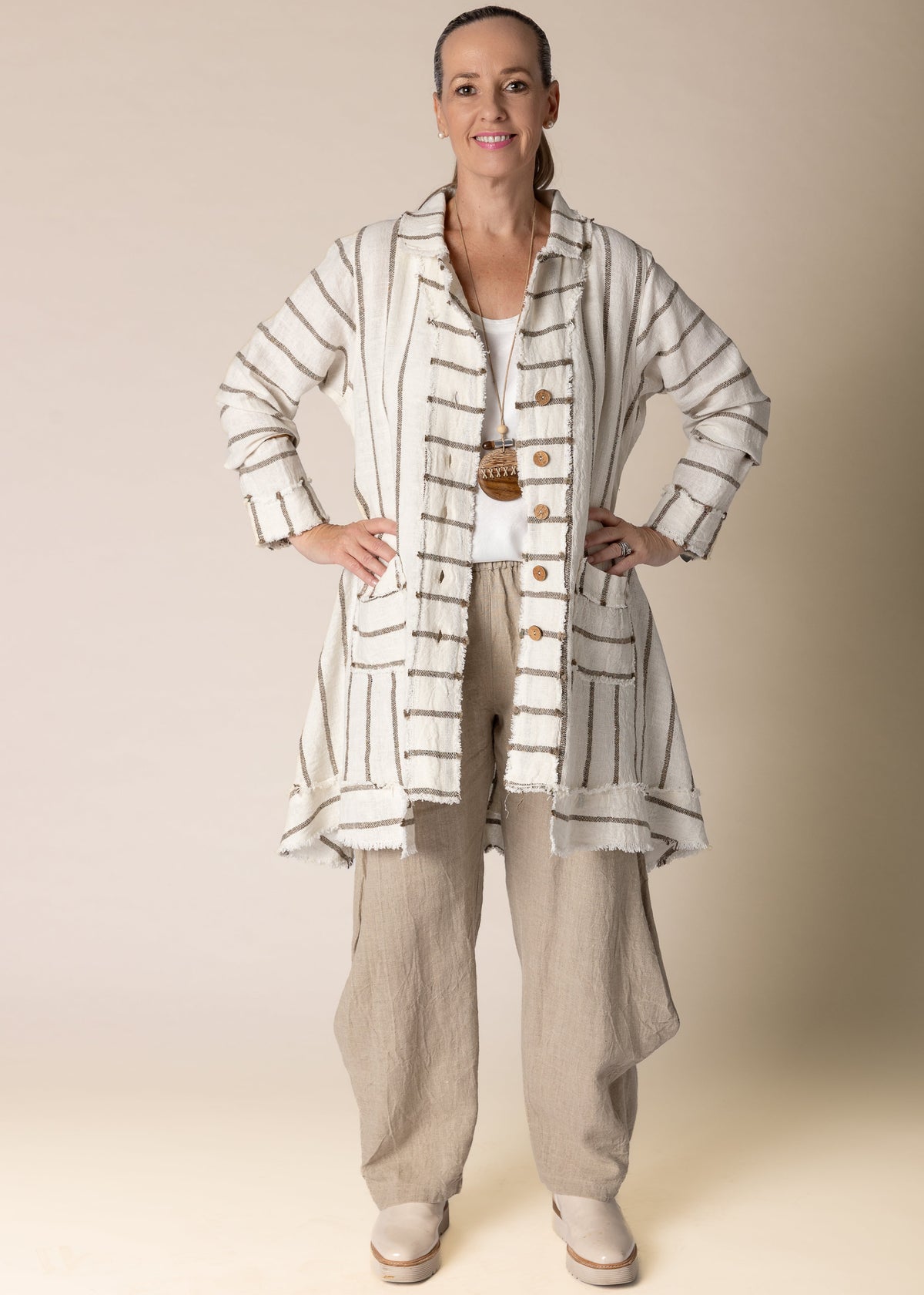 Elodie Linen Jacket in Cream
